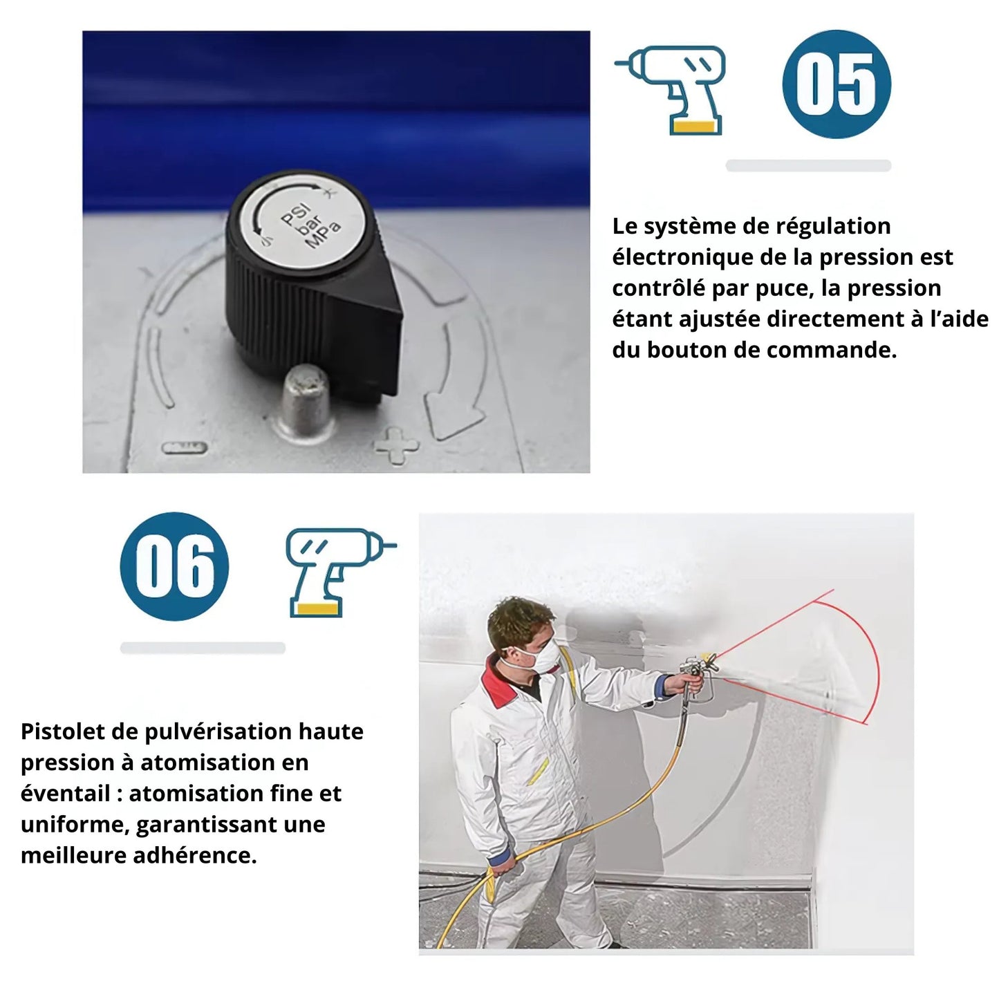 Pistolet à peinture HVLP industriel